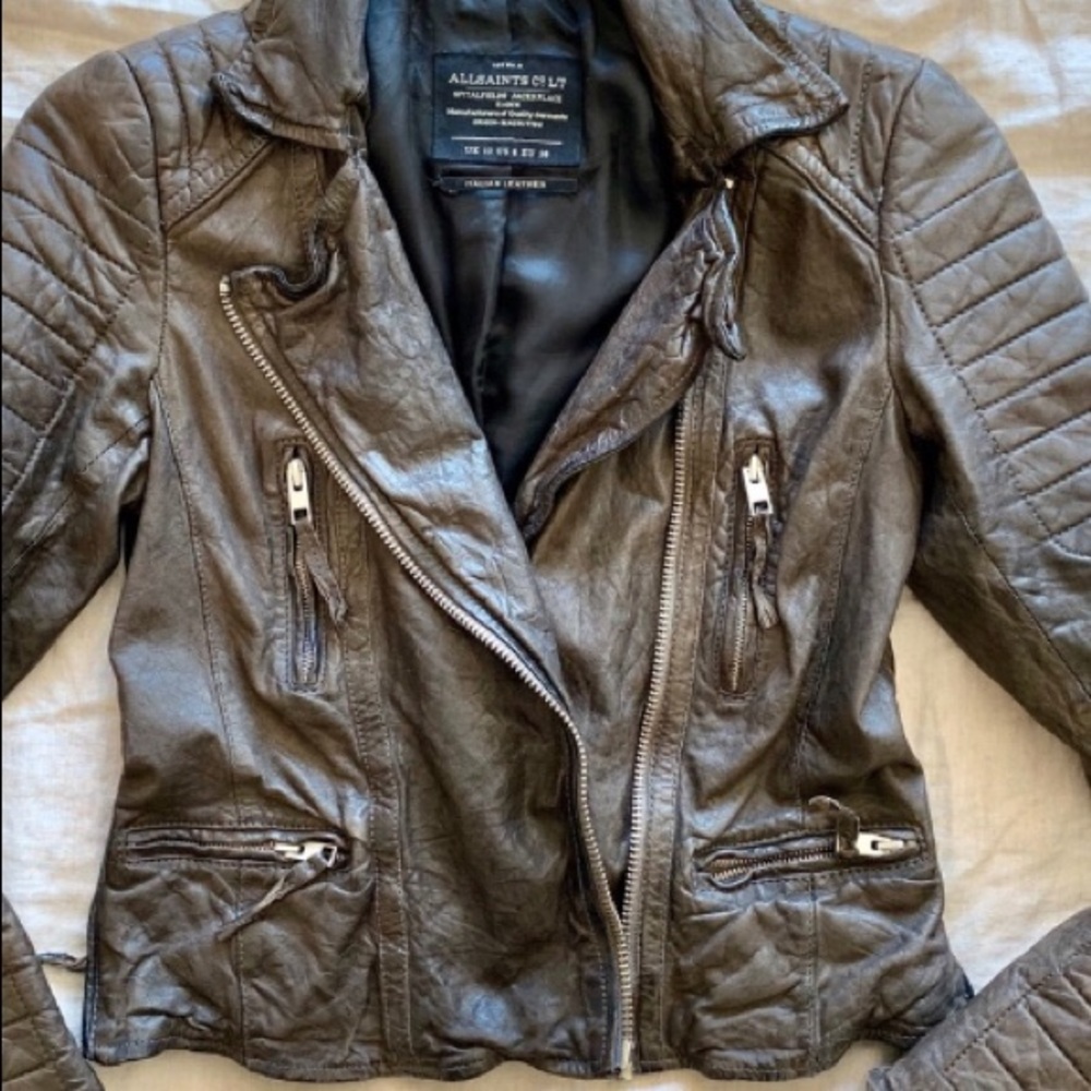 SOLD All Saints leather jacket sz UK10/US6 EUC - Picture 2 of 8